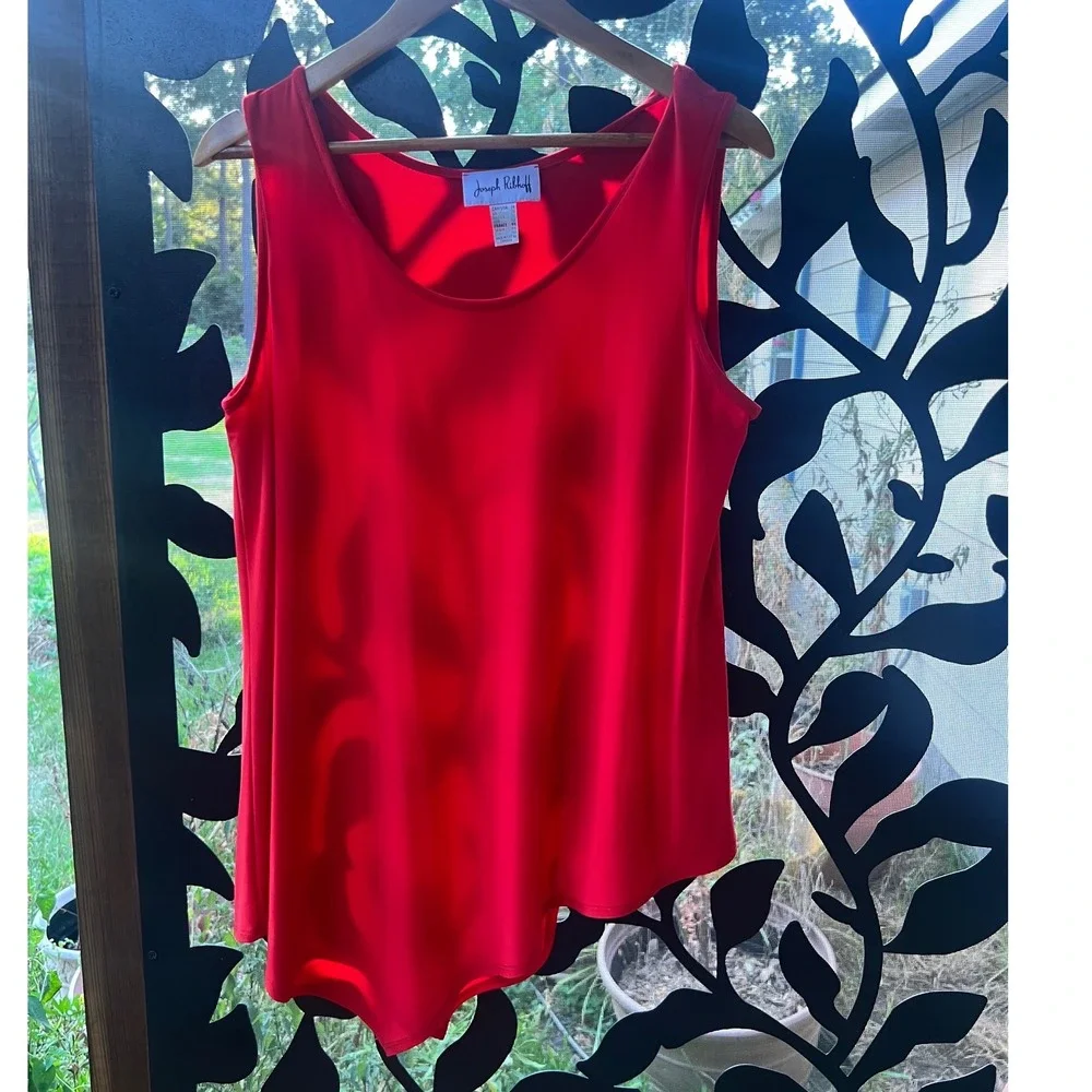 Joseph Ribkoff Red Asymmetrical Drape Sleeveless Top Blouse 171125 Mens 14